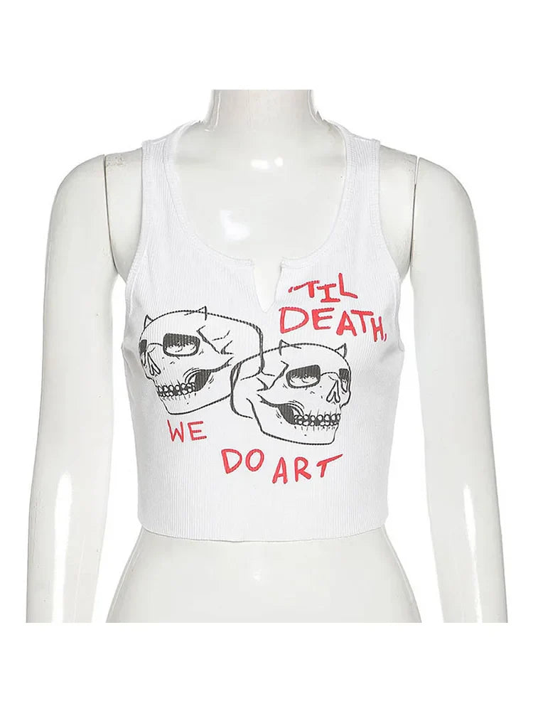 Cyber Streetwear Sleeveless Crop Top for Summer