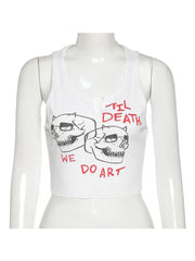 Cyber Streetwear Sleeveless Crop Top for Summer