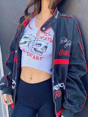 Cyber Streetwear Sleeveless Crop Top for Summer