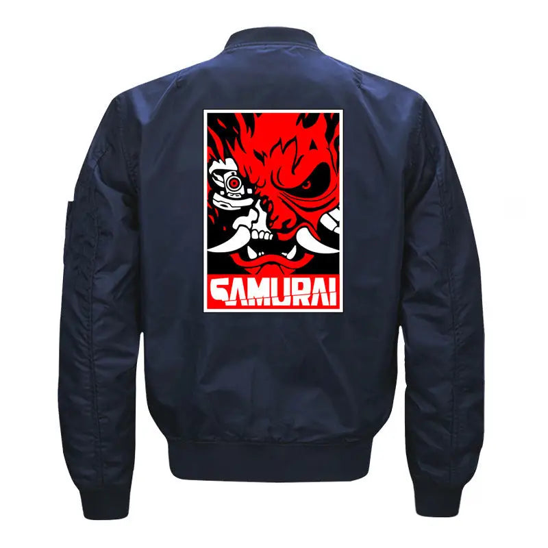 Cyberpunk 2077 Samurai Bomber Jacket - Logo / Blue / M