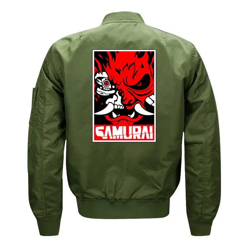 Cyberpunk 2077 Samurai Bomber Jacket - Logo / Green / M