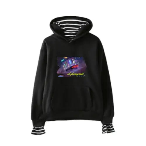 Cyberpunk 2077 striped sleeve Hoodie