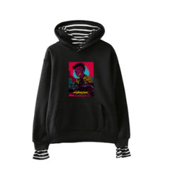 Cyberpunk 2077 striped sleeve Hoodie