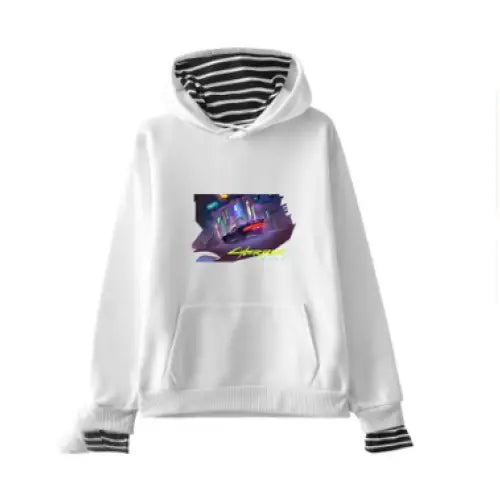 Cyberpunk 2077 striped sleeve Hoodie