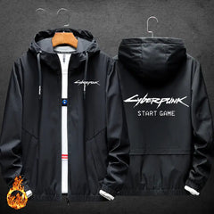 Cyberpunk Casual Jacket with Start Game Option Design Black