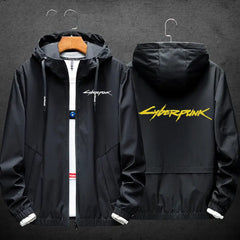 Cyberpunk Casual Jacket with Start Game Option Design Black