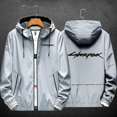 Cyberpunk Casual Jacket with Start Game Option Design Grey
