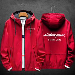 Cyberpunk Casual Jacket with Start Game Option Design Red