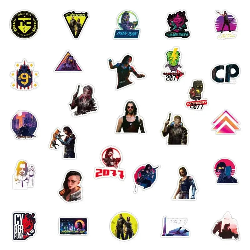 Cyberpunk City Stickers 50 pieces