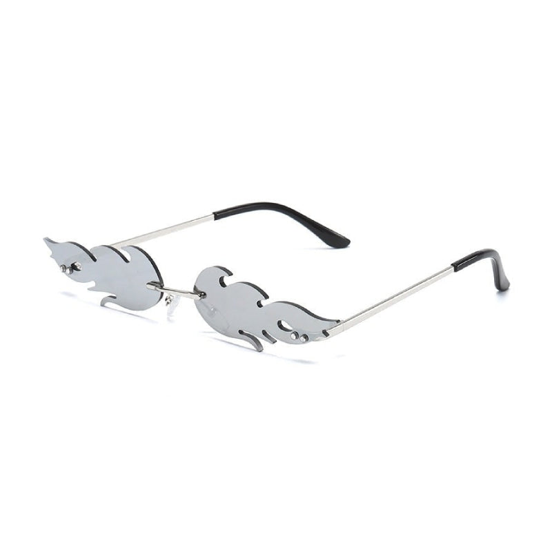 Cyberpunk Kitch Flame Sunglasses - Silver - Accesories
