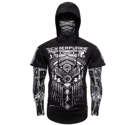 Cyberpunk Ninja Sweatshirt with Mask and Hood