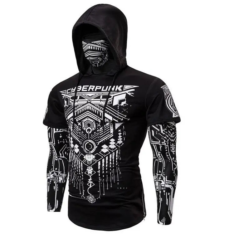 Cyberpunk Ninja Sweatshirt with Mask and Hood G13 black / S