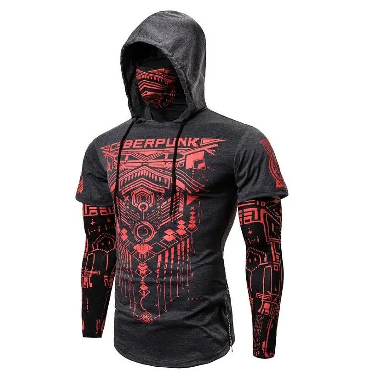 Cyberpunk Ninja Sweatshirt with Mask and Hood G13 grey / S