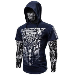 Cyberpunk Ninja Sweatshirt with Mask and Hood G13 navy blue