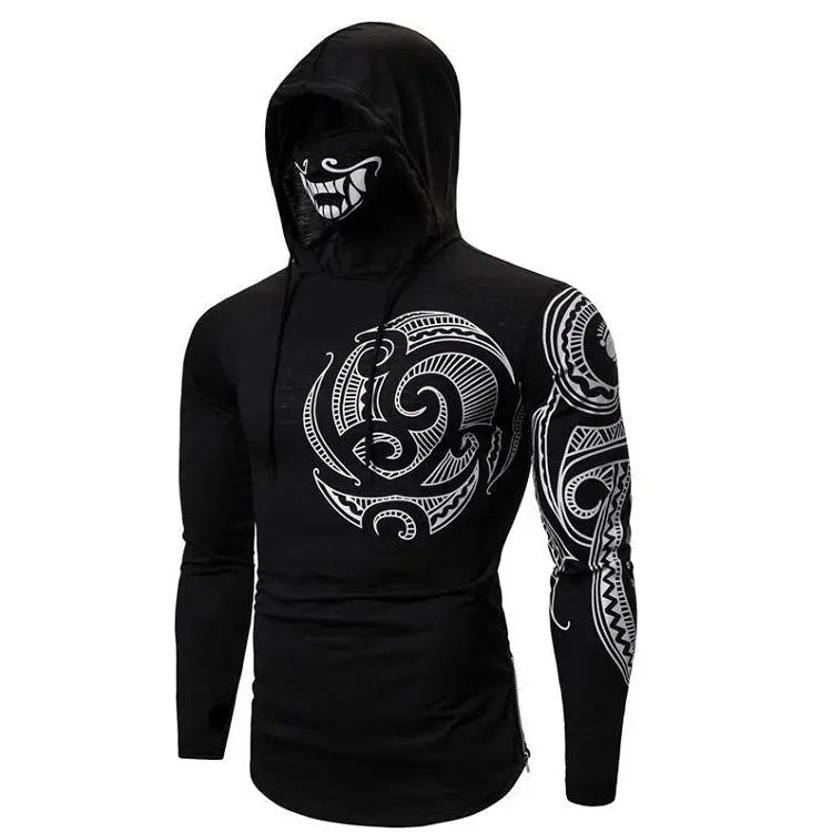 Cyberpunk Ninja Sweatshirt with Mask and Hood G14 black / S