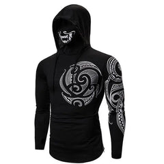 Cyberpunk Ninja Sweatshirt with Mask and Hood G14 black / S