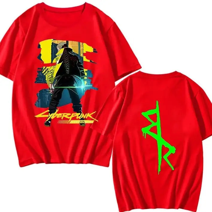 Cyberpunk Oversized Short Sleeve T-Shirt - Red / XS - 2077