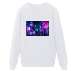Cyberpunk Street Sweatshirt Japanese - White / S - 2077