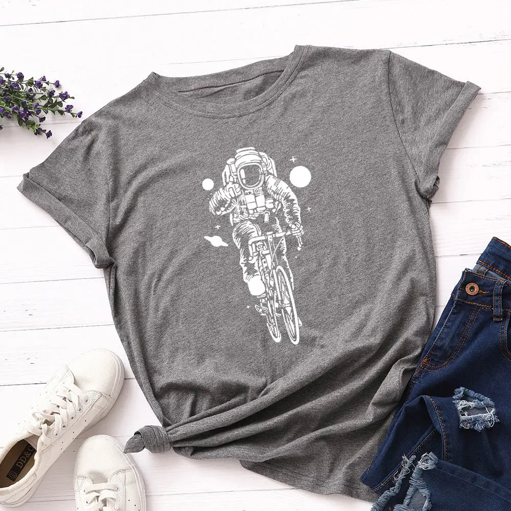 Cycling Astronaut T-shirt Cycling Through The Galaxy