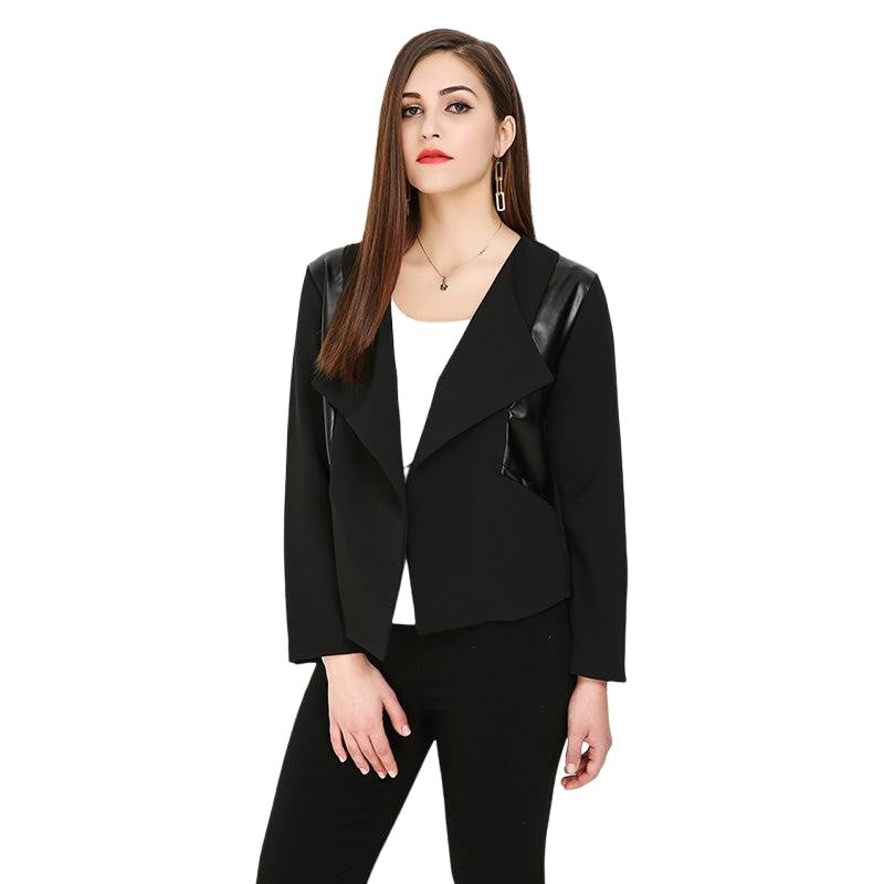 Long-Sleeved Open Suit Jacket - Black / 2XL