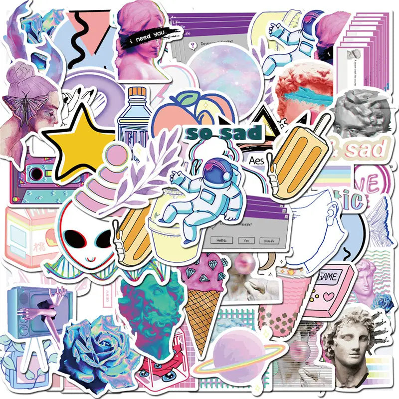 Vaporwave 50 Stickers Waterproof