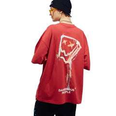 Dangerous People Paper Bag Loose Fit T Shirt Red / S