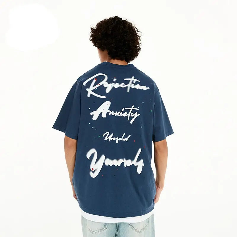 Dangerous People Printed Short Sleeve T Shirt Blue / S