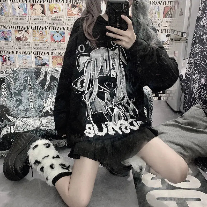 Dark Beautiful Girl Oversize Hoodie Polyester One Size