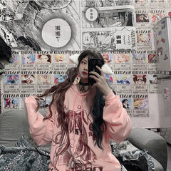 Dark Beautiful Girl Oversize Hoodie Polyester One Size Pink