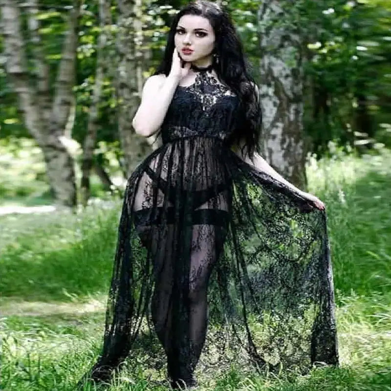 Dark Elegant Gothic Long Dress for Aesthetic Fashion