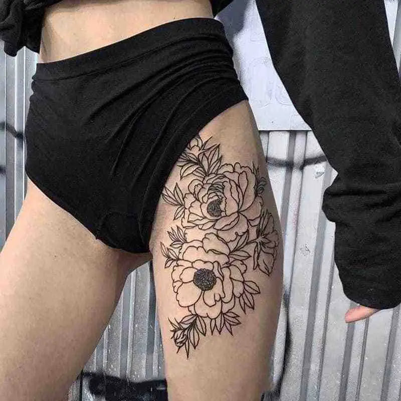 Dark Flower Temporary Waterproof Sticker Tattoo - Flowers