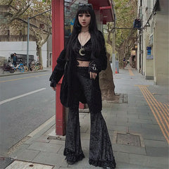 Dark Gothic Lace Flare Pants