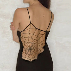Dark Spider Web Gothic Dresses - Long Dress