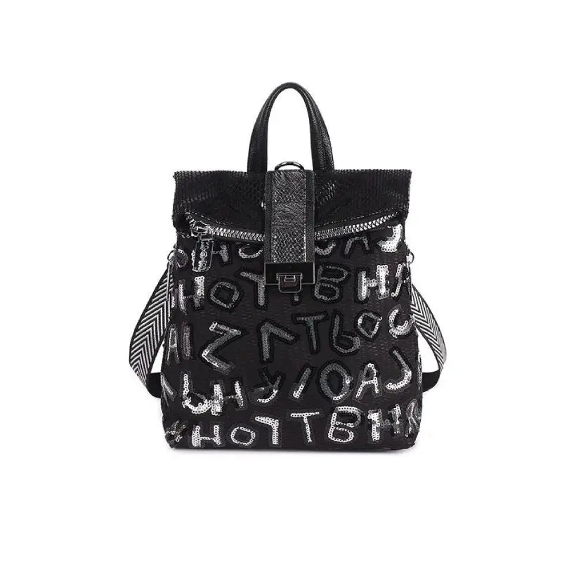 Dark With Sequin Lettering Backpack