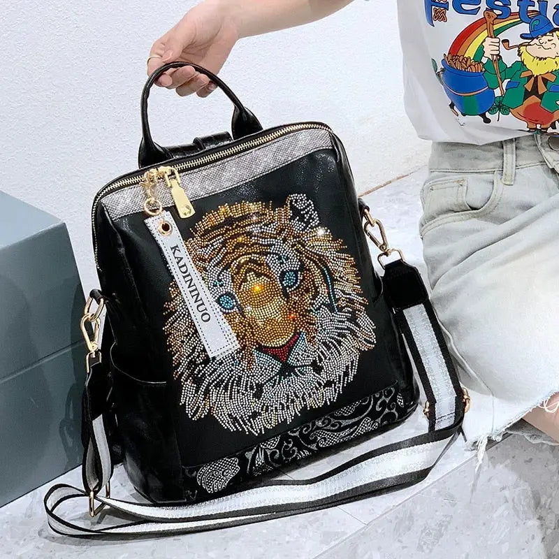 Dark With Tiger Sequins Backpack