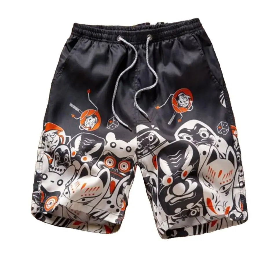 Daruma, Japanese Amulet Beach Shorts