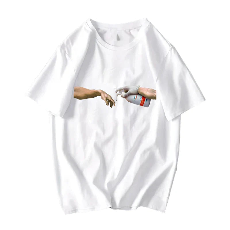 David Mona Lisa Mask Printed Cotton T Shirt