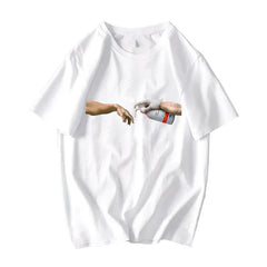 David Mona Lisa Mask Printed Cotton T Shirt