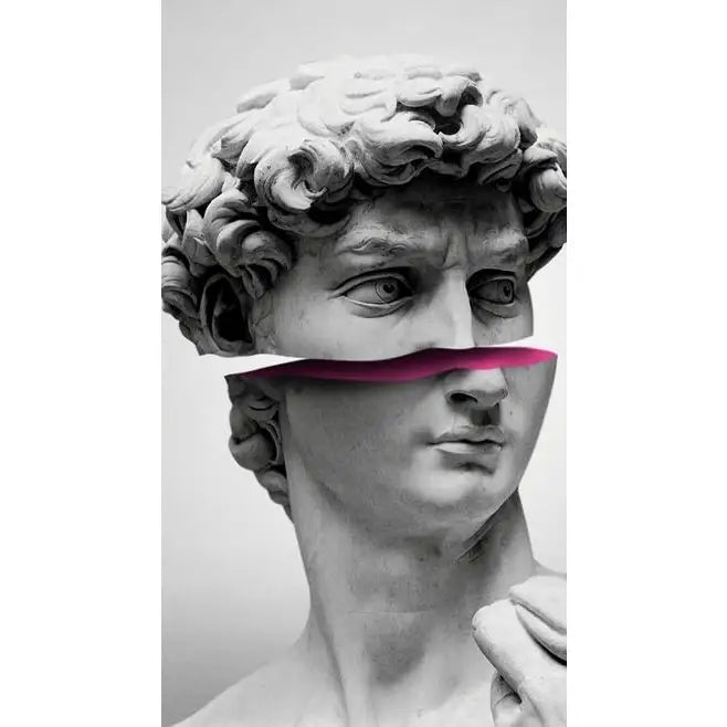 David Vaporwave Sculpture Printed Canvas