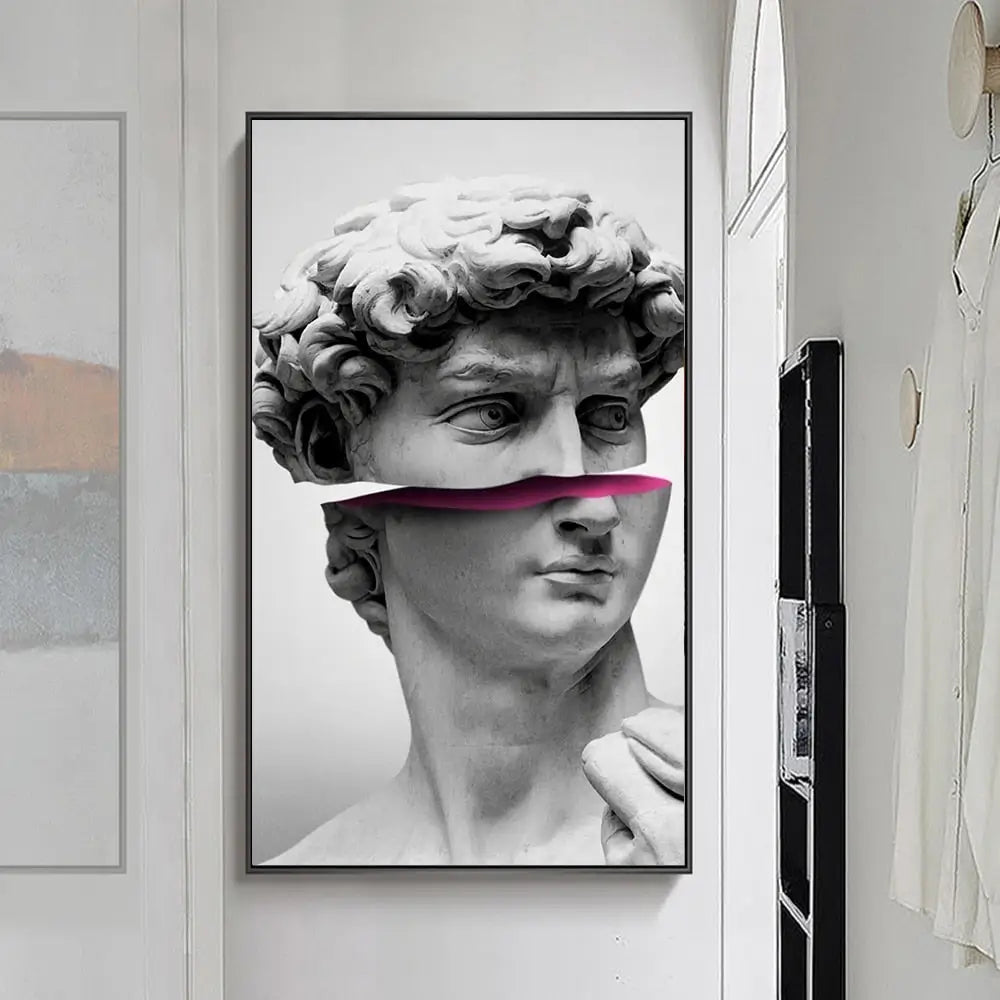 David Vaporwave Sculpture Printed Canvas