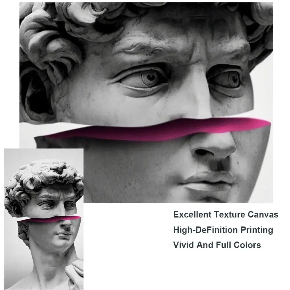 David Vaporwave Sculpture Printed Canvas