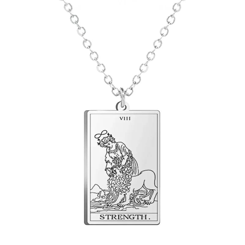 Dawapara Tarot Cards Amulet Stainless Steel Necklace Gold