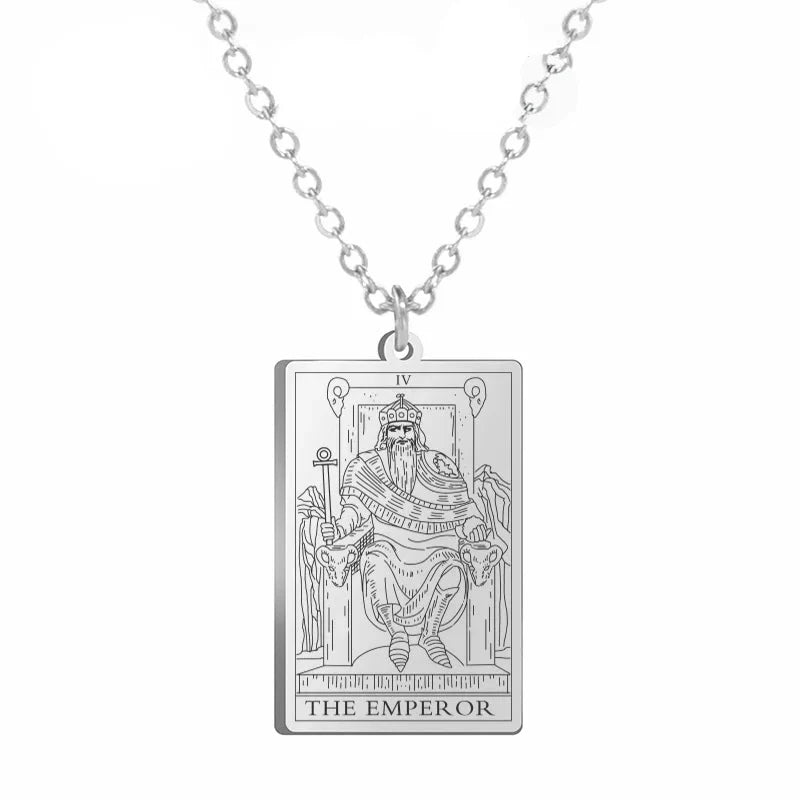 Dawapara Tarot Cards Amulet Stainless Steel Necklace Gold