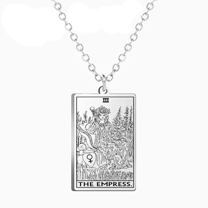 Dawapara Tarot Cards Amulet Stainless Steel Necklace Gold