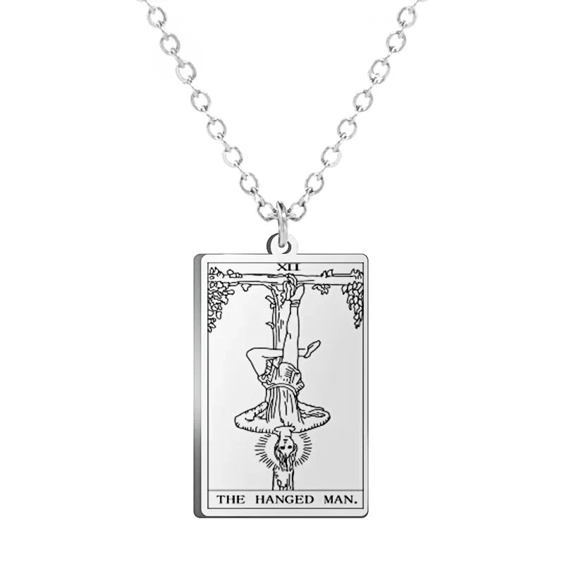 Dawapara Tarot Cards Amulet Stainless Steel Necklace Gold
