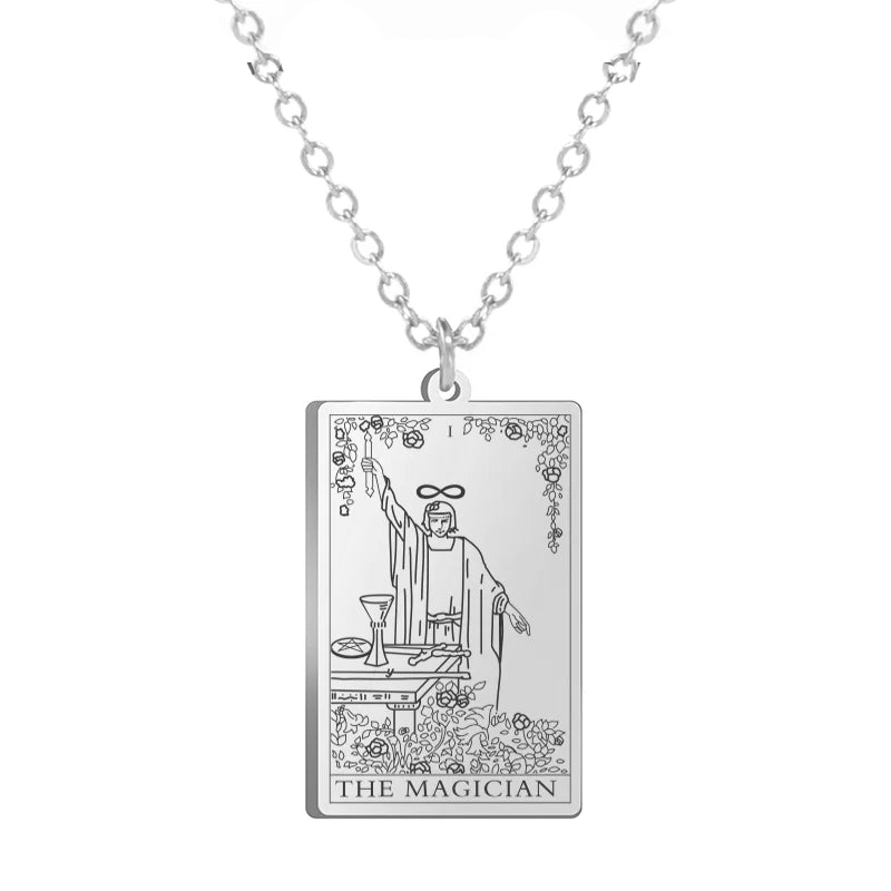 Dawapara Tarot Cards Amulet Stainless Steel Necklace