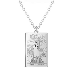 Dawapara Tarot Cards Amulet Stainless Steel Necklace Gold