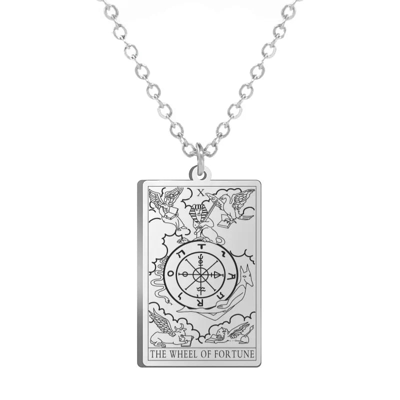 Dawapara Tarot Cards Amulet Stainless Steel Necklace Gold