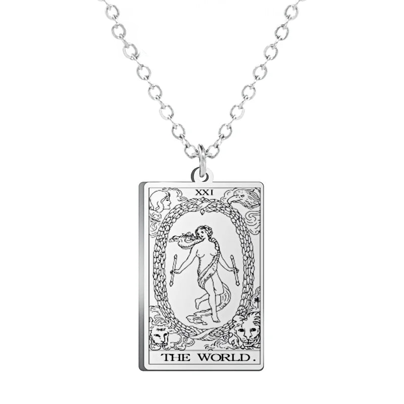 Dawapara Tarot Cards Amulet Stainless Steel Necklace