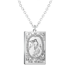 Dawapara Tarot Cards Amulet Stainless Steel Necklace Gold